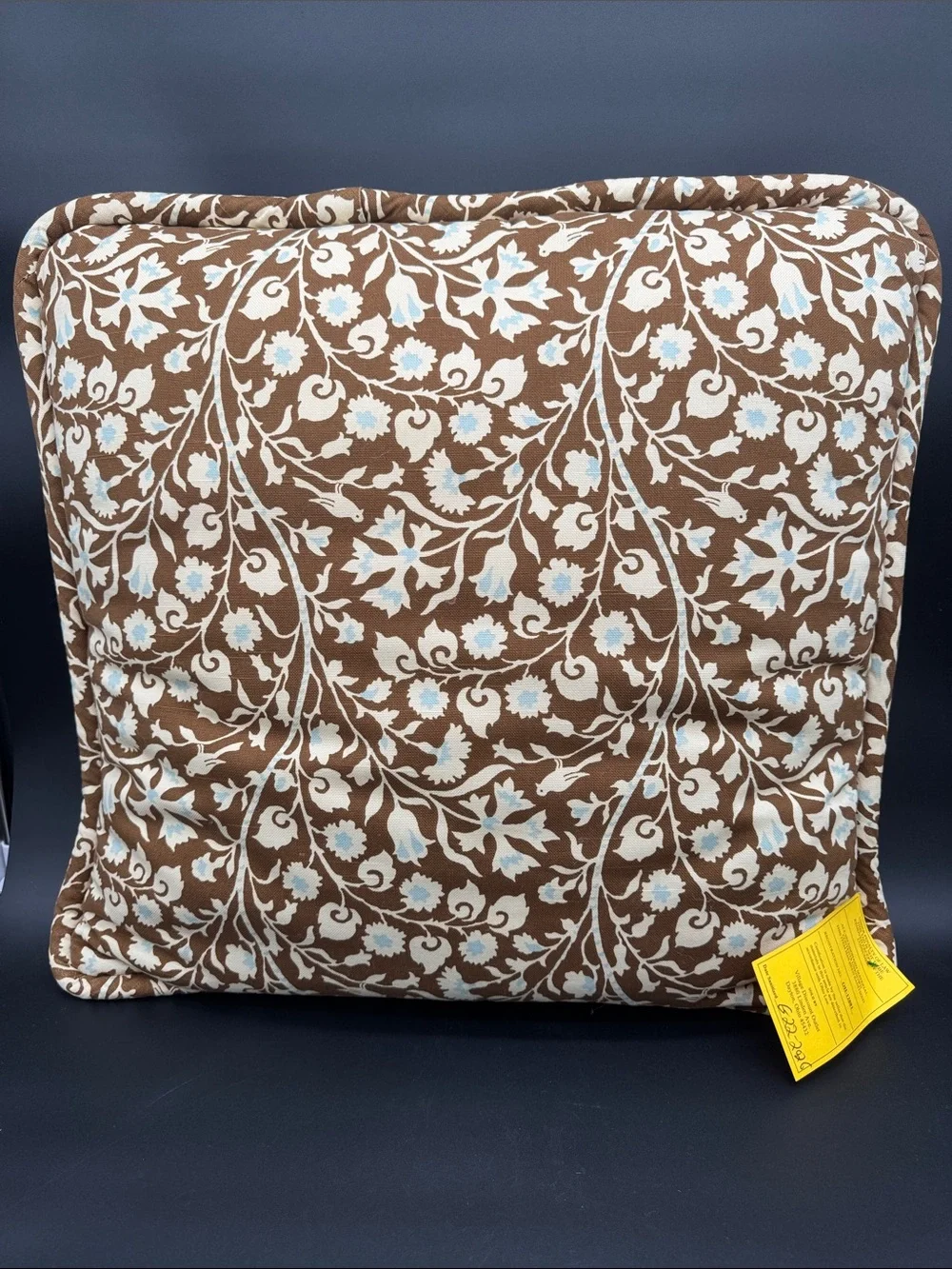 Brown Block Print Decorative Throw Pillows Set of 3 Bird Tree Motif